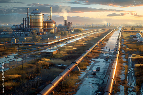 Oil Pipeline in Hyper-realistic Urban Landscape