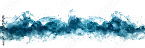 Teal and turquoise watercolor splash stain on transparent background.