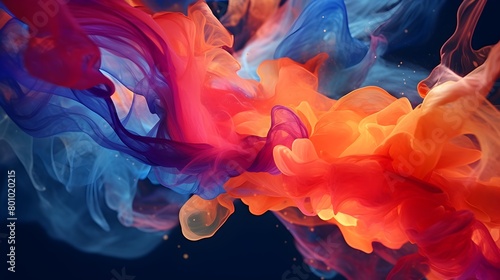  Immerse yourself in the captivating movement of dynamic abstract liquid flow particles, swirling gracefully in a mesmerizing display of color and energy, captured in stunning HD clarity