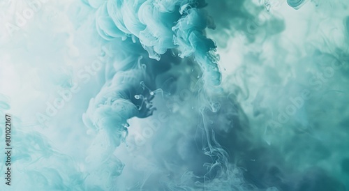 Ethereal swirls of turquoise and blue smoke create a dynamic motion background with a tranquil, ghostly effect