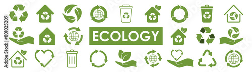 set of environmental icons on white background