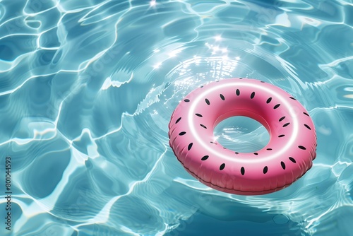 inflatable pink watermelon pool ring lili in rippling swimming pool water