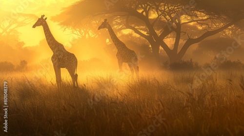 giraffes in Kenya National Park, Africa