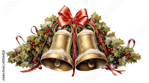 Christmas sleigh bells isolated on Transparent Background. AI generative