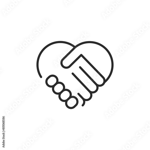 Heart Handshake icon. Simple Heart Handshake icon symbolizing friendship, partnership, trust. Ideal for representing unity, agreement, and love in business or personal relations. Vector illustration