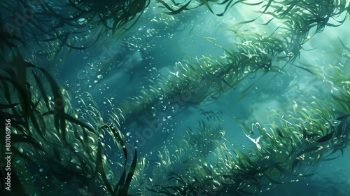 serene image of a kelp plants in the water