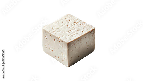 A white block of tofu is on a white background, transparent background