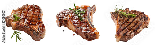 Grilled t bone beef steak on transparency background