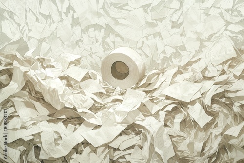 A cat's view of unrolling toilet paper, creating a tangled mess for humans to deal with.
