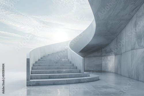 A staircase leading nowhere mockup featuring a staircase that loops back on itself or leads to an impossible destination, creating a sense of endless repetition and paradox