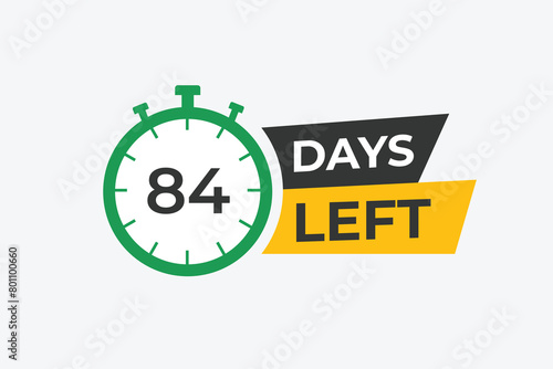 84 days to go countdown template. 84 day Countdown left days banner design. 84 Days left countdown timer