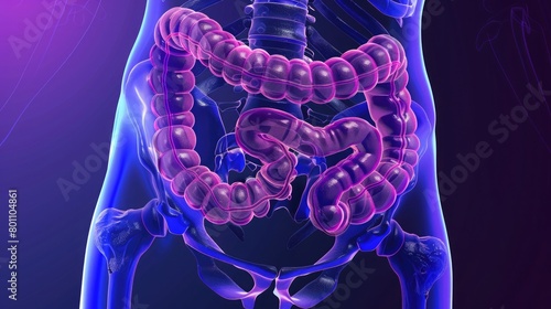 Simplified, accurate human colon diagram labeled with key features for clear learning