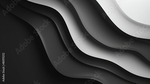 Minimal header cover poster design copy space with a glowing abstract gradient shape in grey, black, and white on a grainy black background.
