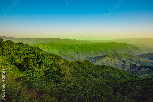 Beautiful scenery of mountain complexes at Viewpoint 1715 of Pua District