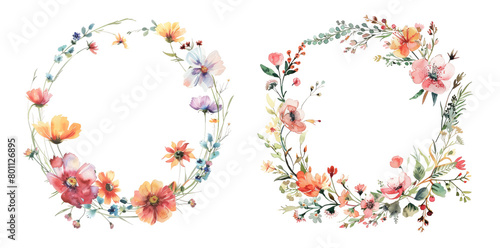 Floral wreath with colorful spring flowers