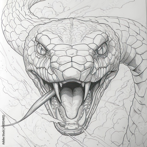 black mamba drawing Coloring book page