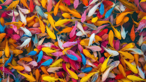 Background with many different colorful colorful fish