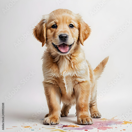 golden retriever puppy with a bone