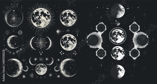 The mysterious moon phases. Mysterious moonlight activity stages