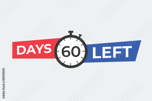 60 days to go countdown template. 60 day Countdown left days banner design. 60 Days left countdown timer 