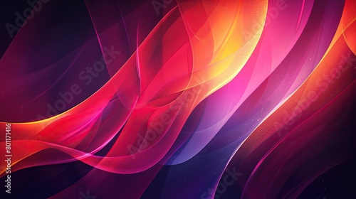 This is an abstract painting with bright red, orange, yellow, purple, and pink colors. The colors are blended together in a smooth gradient. There are no objects in the painting, just the colors.