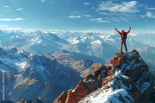 Traveler Conquers Majestic Mountain Summit in Awe-Inspiring Solitude