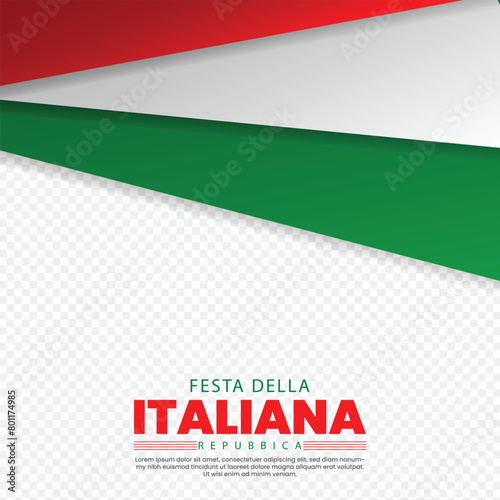 festa della italiana repubblica wishing background with isolated flag and typography, italy map vector file