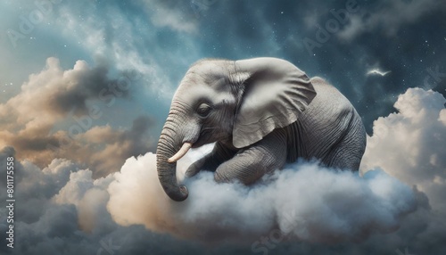 Cloud-Drifting Slumber: Adorable Elephant Napping
