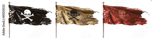 Set of pirate flags isolated on transparent background