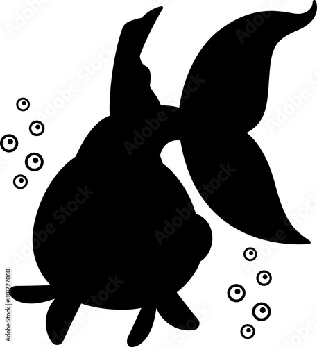 Silhouette illustration of swimming blowfish
