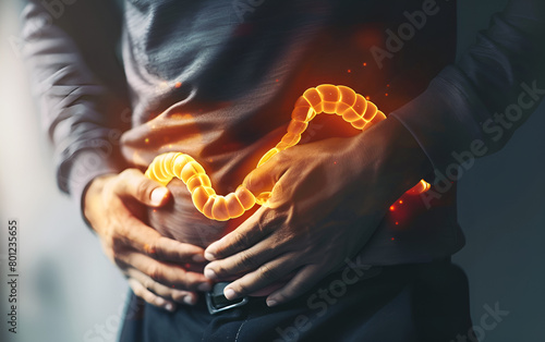 Human stomach pain. digestive problems. 3d illustration