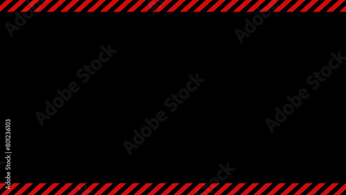 黒い背景に赤いストライプのシンプルなフレーム - 警告･危険･警戒のイメージ素材 - 16:9