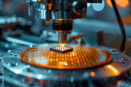 Silicon chip manufacturing close-up