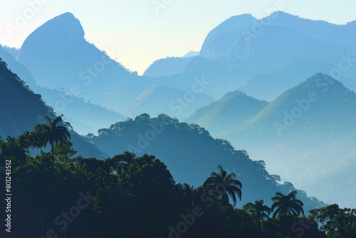 Mountain Skyline. Panoramic View of Corcovado Mountain in Rio de Janeiro, Brazil