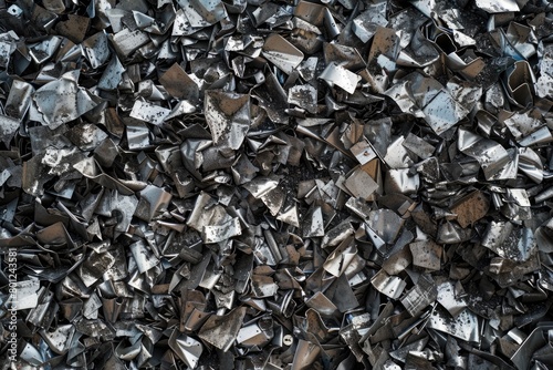 Steel Recycling. Pile of Aluminium and Iron Scrap, Metal Reusing Concept