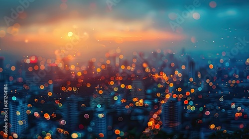 Abstract blur background of city lights at night