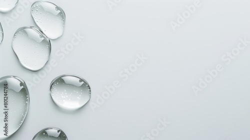 transparent gel serum water drop on white background with writing space