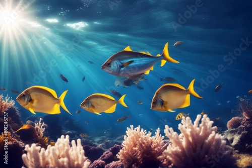 'sun underwater rays fishes wild tuna school world fish wildlife animal water aquatic atoll australia background bali barrier beautiful blue bright caribbean coral depth dive ecosystem egypt exotic'