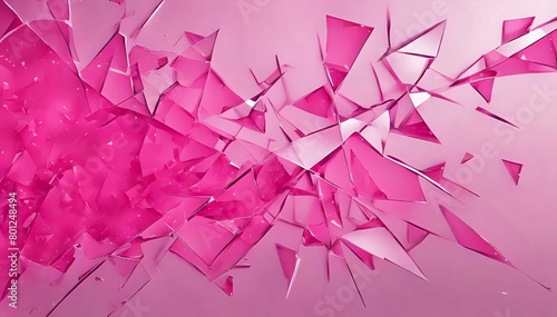 Pink broken and shattered glass background. Ai generated.