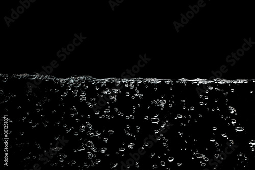 Water splash,air bubbles isolated on black