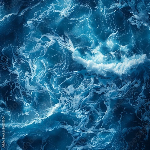A Deep Blue Ocean with White Foamy Waves