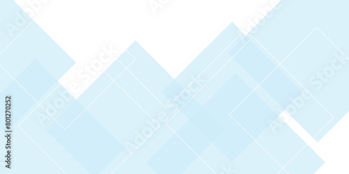 Square pattern on banner with shadow. Abstract white and blue color geometric background with copy space. Modern and minimal concept. You can use for cover, poster, banner web. 