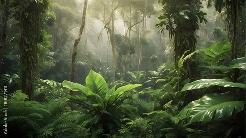 Rich Verdant Leaves in a Tropical Forest