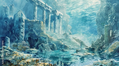 ancient ruins of atlantis in the ocean