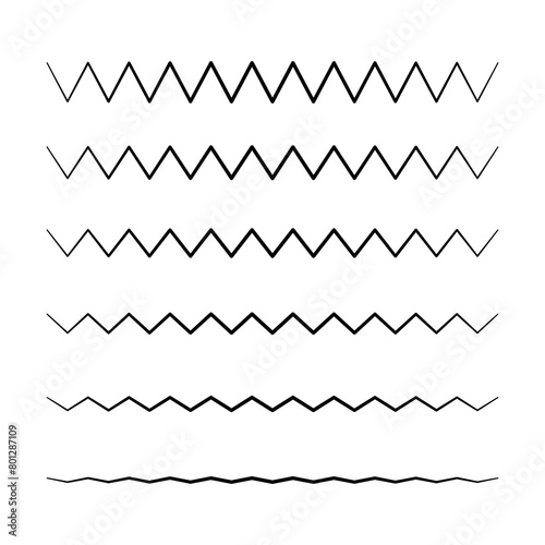 Zigzag Lines Set Thick To Thin