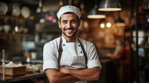 Portrait of a Smiling Chef in a Commercial Kitchen