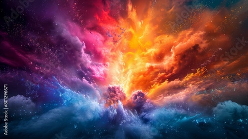 Colorful vibrant multi colored mystic explosion background design
