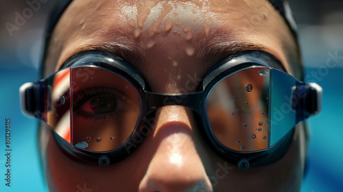 Mulher usando um óculos de natação 