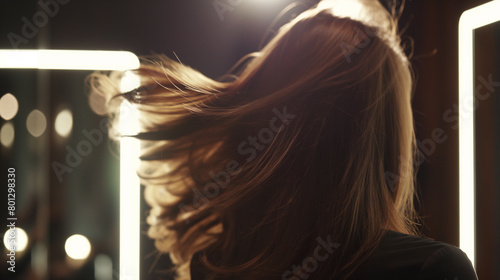 Mulher jogando cabelos no ar - conceito de tratamento de cabelo