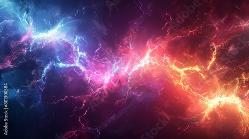 Colorful vibrant multi colored mystic lightning background design